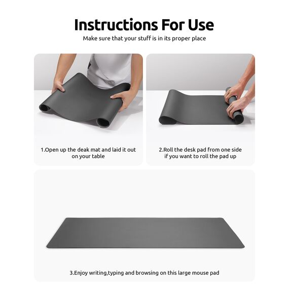 YSAGi Schreibtischunterlage 80x40cm, Premium Leder Mauspad XXL, Rutschfeste Tischunterlage Schreibunterlage, Multifunktionales Office Mousepad Schreibtisch Zubehör für Büro & Homeoffice (Dunkelgrau)