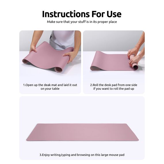 YSAGi Schreibtischunterlage 80x40cm, Premium Leder Mauspad XXL, Rutschfeste Tischunterlage Schreibunterlage, Multifunktionales Office Mousepad Schreibtisch Zubehör für Büro & Homeoffice (Mauve)