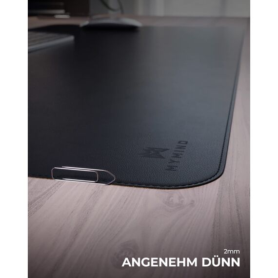 MYMIND® Schreibtischunterlage [2-er Set] 80x40cm - Premium Qualität mit extra Mauspad - Schreibunterlage für Homeoffice - Schreibtisch Unterlagenmatte rutschfest - Desk Mat - Unterlage (Schwarz)