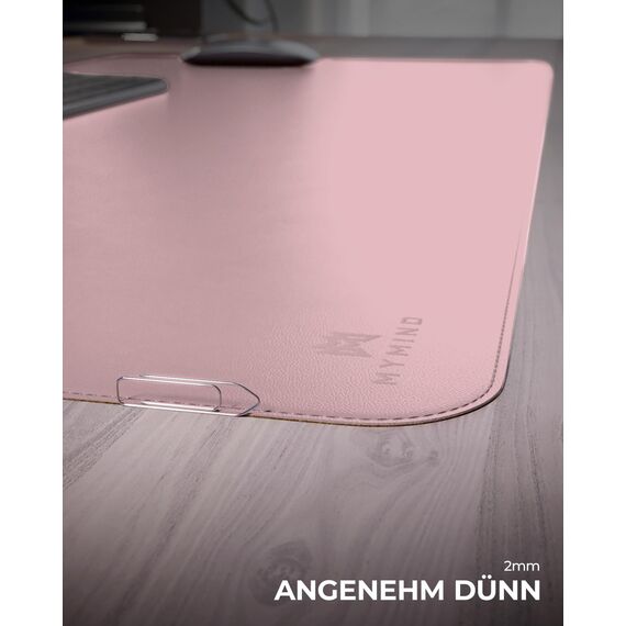 MYMIND® Schreibtischunterlage [2-er Set] 80x40cm - Premium Qualität mit extra Mauspad - Schreibunterlage für Homeoffice - Schreibtisch Unterlagenmatte rutschfest - Desk Mat - Unterlage (Rosa)