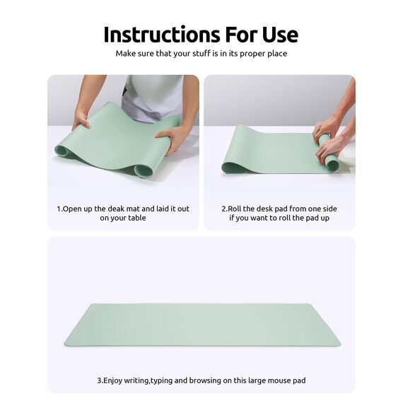 YSAGi Schreibtischunterlage 80x40cm, Premium Leder Mauspad XXL, Rutschfeste Tischunterlage Schreibunterlage, Multifunktionales Office Mousepad Schreibtisch Zubehör für Büro & Homeoffice (Mintgrün)