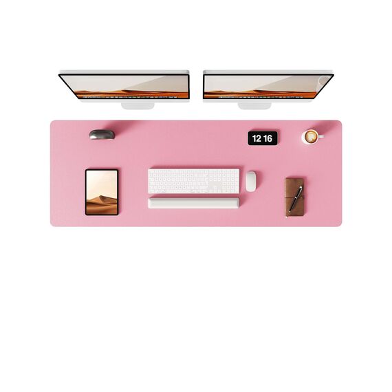 YSAGi Schreibtischunterlage 120x43cm, Premium Leder Mauspad XXL, Rutschfeste Tischunterlage Schreibunterlage, Multifunktionales Office Mousepad Schreibtisch Zubehör für Büro & Homeoffice (Pink)
