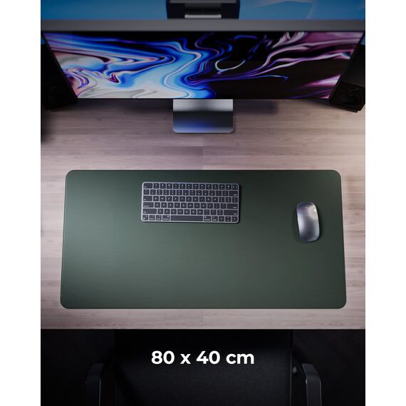 MYMIND® Schreibtischunterlage [2-er Set] 80x40cm - Premium Qualität mit extra Mauspad - Schreibunterlage für Homeoffice - Schreibtisch Unterlagenmatte rutschfest - Desk Mat - Unterlage (Army Grün)