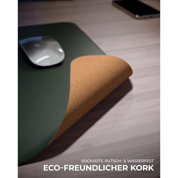 MYMIND® Schreibtischunterlage [2-er Set] 80x40cm - Premium Qualität mit extra Mauspad - Schreibunterlage für Homeoffice - Schreibtisch Unterlagenmatte rutschfest - Desk Mat - Unterlage (Army Grün)