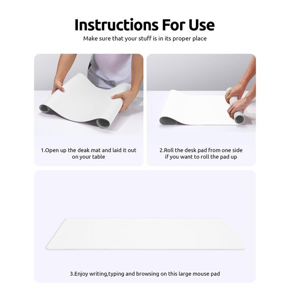 YSAGi Schreibtischunterlage 80x40cm, Premium Leder Mauspad XXL, Rutschfeste Tischunterlage Schreibunterlage, Multifunktionales Office Mousepad Schreibtisch Zubehör für Büro & Homeoffice (Weiß)