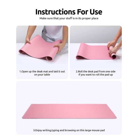 YSAGi Schreibtischunterlage 80x40cm, Premium Leder Mauspad XXL, Rutschfeste Tischunterlage Schreibunterlage, Multifunktionales Office Mousepad Schreibtisch Zubehör für Büro & Homeoffice (Pink)