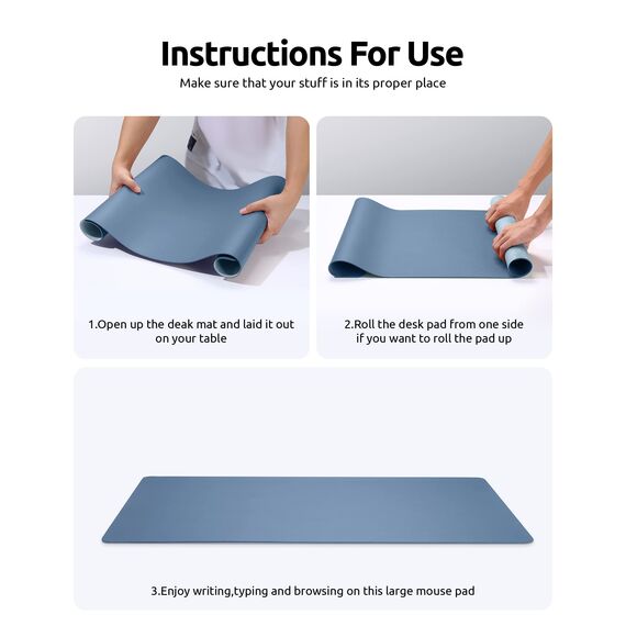 YSAGi Schreibtischunterlage 80x40cm, Premium Leder Mauspad XXL, Rutschfeste Tischunterlage Schreibunterlage, Multifunktionales Office Mousepad Schreibtisch Zubehör für Büro & Homeoffice (Meeresblau)