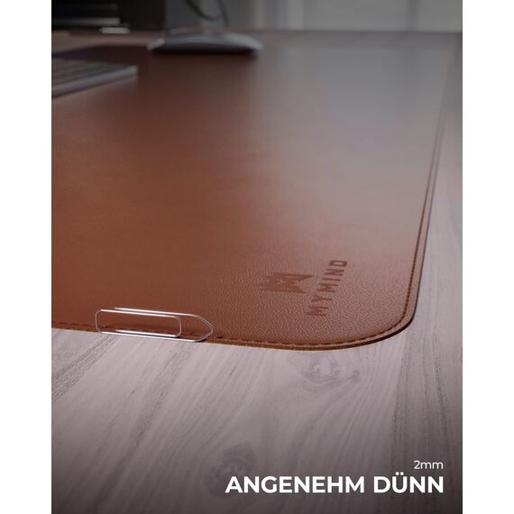 MYMIND® Schreibtischunterlage [2-er Set] 80x40cm - Premium Qualität mit extra Mauspad - Schreibunterlage für Homeoffice - Schreibtisch Unterlagenmatte rutschfest - Desk Mat - Unterlage (Braun)