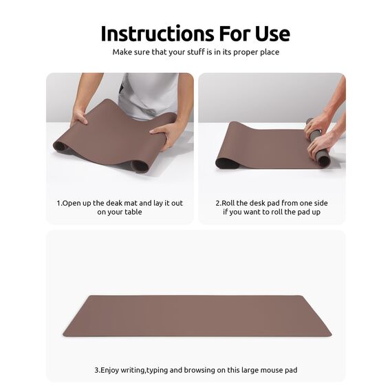 YSAGi Schreibtischunterlage 60x35cm, Premium Leder Mauspad XXL, Rutschfeste Tischunterlage Schreibunterlage, Multifunktionales Office Mousepad Schreibtisch Zubehör für Büro & Homeoffice (Schokolade)