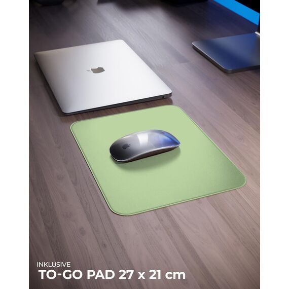 MYMIND® Schreibtischunterlage [2-er Set] 80x40cm - Premium Qualität mit extra Mauspad - Schreibunterlage für Homeoffice - Schreibtisch Unterlagenmatte rutschfest - Desk Mat - Unterlage (Minzgrün)