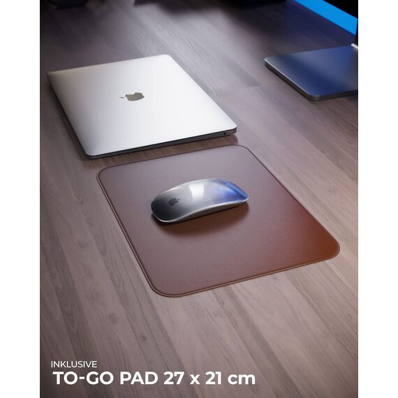 MYMIND® Schreibtischunterlage [2-er Set] 80x40cm - Premium Qualität mit extra Mauspad - Schreibunterlage für Homeoffice - Schreibtisch Unterlagenmatte rutschfest - Desk Mat - Unterlage (Braun)