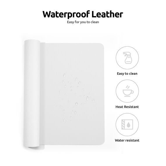 YSAGi Schreibtischunterlage 90x43cm, Premium Leder Mauspad XXL, Rutschfeste Tischunterlage Schreibunterlage, Multifunktionales Office Mousepad Schreibtisch Zubehör für Büro & Homeoffice (Weiß)