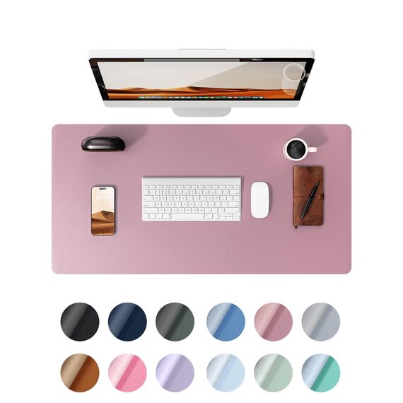 YSAGi Schreibtischunterlage 80x40cm, Premium Leder Mauspad XXL, Rutschfeste Tischunterlage Schreibunterlage, Multifunktionales Office Mousepad Schreibtisch Zubehör für Büro & Homeoffice (Mauve)