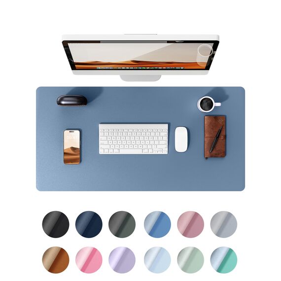 YSAGi Schreibtischunterlage 90x43cm, Premium Leder Mauspad XXL, Rutschfeste Tischunterlage Schreibunterlage, Multifunktionales Office Mousepad Schreibtisch Zubehör für Büro & Homeoffice (Meeresblau)