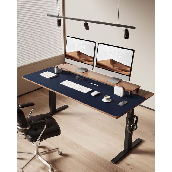 YSAGi Schreibtischunterlage 120x43cm, Premium Leder Mauspad XXL, Rutschfeste Tischunterlage Schreibunterlage, Multifunktionales Office Mousepad Schreibtisch Zubehör für Büro & Homeoffice (Dunkelblau)