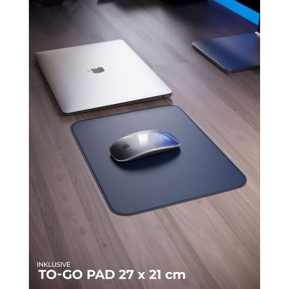 MYMIND® Schreibtischunterlage [2-er Set] 80x40cm - Premium Qualität mit extra Mauspad - Schreibunterlage für Homeoffice - Schreibtisch Unterlagenmatte rutschfest - Desk Mat - Unterlage (Nachtblau)