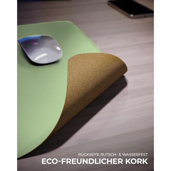 MYMIND® Schreibtischunterlage [2-er Set] 80x40cm - Premium Qualität mit extra Mauspad - Schreibunterlage für Homeoffice - Schreibtisch Unterlagenmatte rutschfest - Desk Mat - Unterlage (Minzgrün)