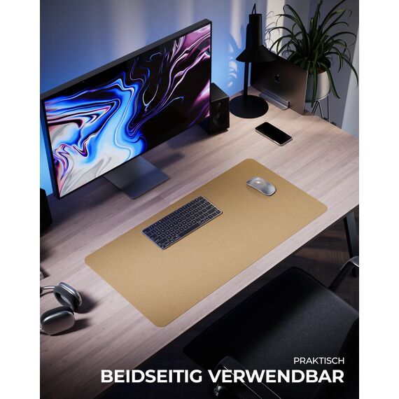 MYMIND® Schreibtischunterlage [2-er Set] 80x40cm - Premium Qualität mit extra Mauspad - Schreibunterlage für Homeoffice - Schreibtisch Unterlagenmatte rutschfest - Desk Mat - Unterlage (Army Grün)