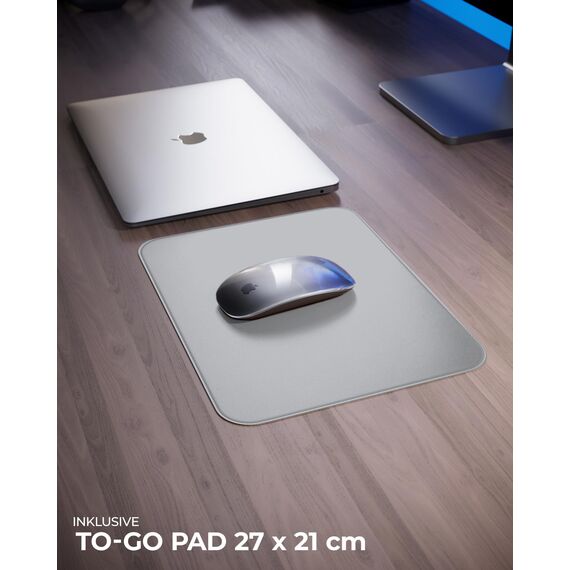 MYMIND® Schreibtischunterlage [2-er Set] 80x40cm - Premium Qualität mit extra Mauspad - Schreibunterlage für Homeoffice - Schreibtisch Unterlagenmatte rutschfest - Desk Mat - Unterlage (Grau)