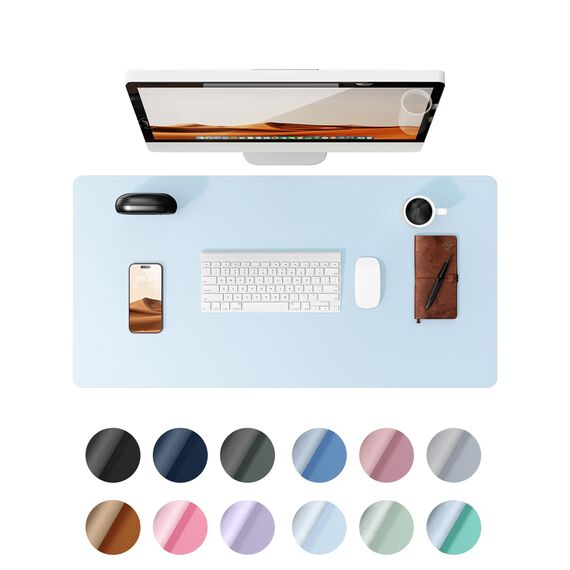 YSAGi Schreibtischunterlage 80x40cm, Premium Leder Mauspad XXL, Rutschfeste Tischunterlage Schreibunterlage, Multifunktionales Office Mousepad Schreibtisch Zubehör für Büro & Homeoffice (Hellblau)