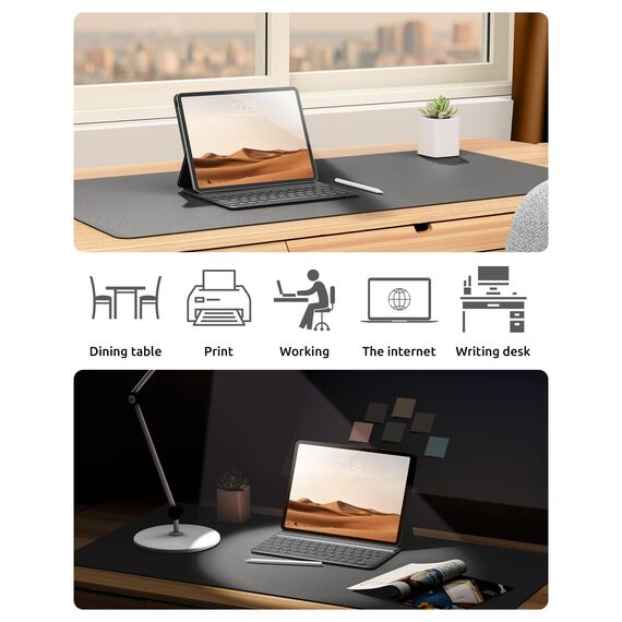 YSAGi Schreibtischunterlage 80x40cm, Premium Leder Mauspad XXL, Rutschfeste Tischunterlage Schreibunterlage, Multifunktionales Office Mousepad Schreibtisch Zubehör für Büro & Homeoffice (Dunkelgrau)