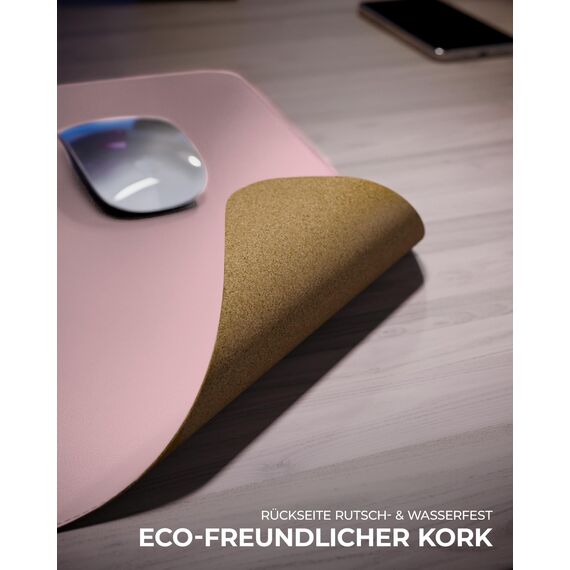 MYMIND® Schreibtischunterlage [2-er Set] 80x40cm - Premium Qualität mit extra Mauspad - Schreibunterlage für Homeoffice - Schreibtisch Unterlagenmatte rutschfest - Desk Mat - Unterlage (Rosa)