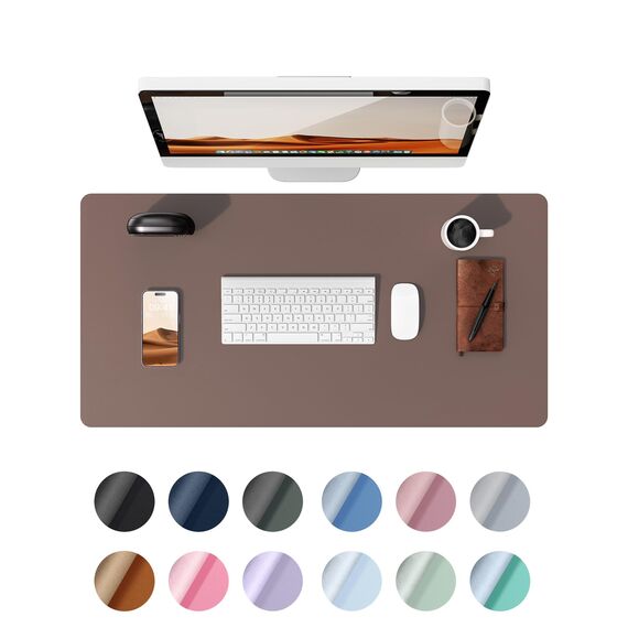 YSAGi Schreibtischunterlage 60x35cm, Premium Leder Mauspad XXL, Rutschfeste Tischunterlage Schreibunterlage, Multifunktionales Office Mousepad Schreibtisch Zubehör für Büro & Homeoffice (Schokolade)