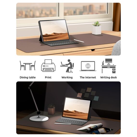 YSAGi Schreibtischunterlage 60x35cm, Premium Leder Mauspad XXL, Rutschfeste Tischunterlage Schreibunterlage, Multifunktionales Office Mousepad Schreibtisch Zubehör für Büro & Homeoffice (Schokolade)