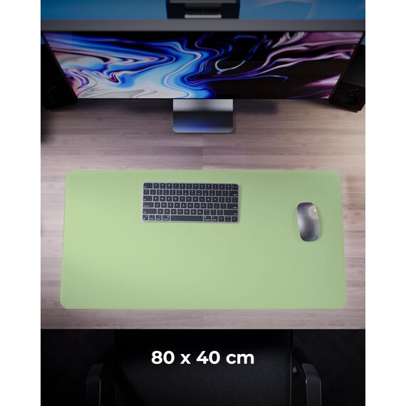 MYMIND® Schreibtischunterlage [2-er Set] 80x40cm - Premium Qualität mit extra Mauspad - Schreibunterlage für Homeoffice - Schreibtisch Unterlagenmatte rutschfest - Desk Mat - Unterlage (Minzgrün)