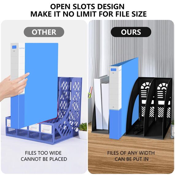 KXF Bogenförmiger Dokumentenordner Schreibtisch-Organizer für A4-Dokumente, Ordnerhalter, Büroschreibtisch-Aufbewahrung, Küchenorganisator, Kunststoff-Zeitschriftenständer, Trennwände, 4 Fächer