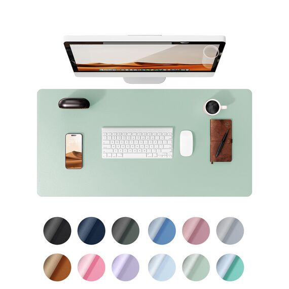 YSAGi Schreibtischunterlage 80x40cm, Premium Leder Mauspad XXL, Rutschfeste Tischunterlage Schreibunterlage, Multifunktionales Office Mousepad Schreibtisch Zubehör für Büro & Homeoffice (Mintgrün)