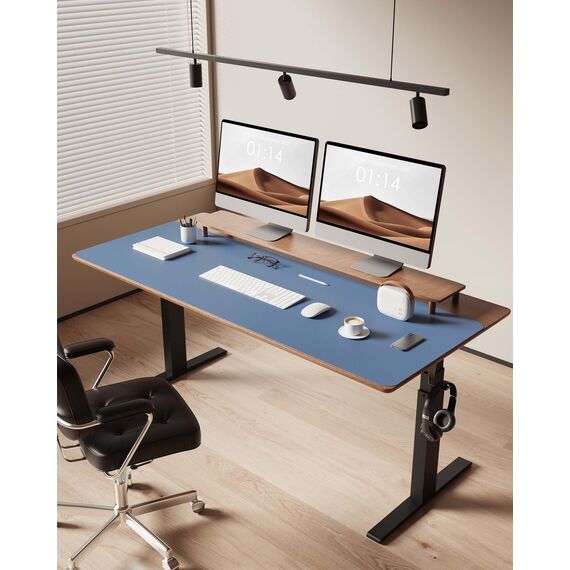 YSAGi Schreibtischunterlage 120x43cm, Premium Leder Mauspad XXL, Rutschfeste Tischunterlage Schreibunterlage, Multifunktionales Office Mousepad Schreibtisch Zubehör für Büro & Homeoffice (Meeresblau)