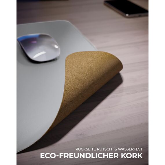 MYMIND® Schreibtischunterlage [2-er Set] 80x40cm - Premium Qualität mit extra Mauspad - Schreibunterlage für Homeoffice - Schreibtisch Unterlagenmatte rutschfest - Desk Mat - Unterlage (Grau)