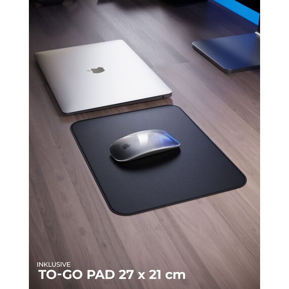 MYMIND® Schreibtischunterlage [2-er Set] 80x40cm - Premium Qualität mit extra Mauspad - Schreibunterlage für Homeoffice - Schreibtisch Unterlagenmatte rutschfest - Desk Mat - Unterlage (Schwarz)