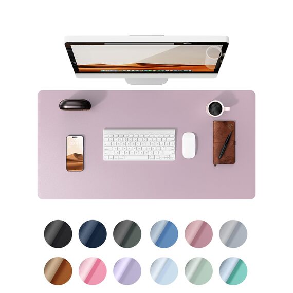 YSAGi Schreibtischunterlage 90x43cm, Premium Leder Mauspad XXL, Rutschfeste Tischunterlage Schreibunterlage, Multifunktionales Office Mousepad Schreibtisch Zubehör für Büro & Homeoffice (Graurosa)