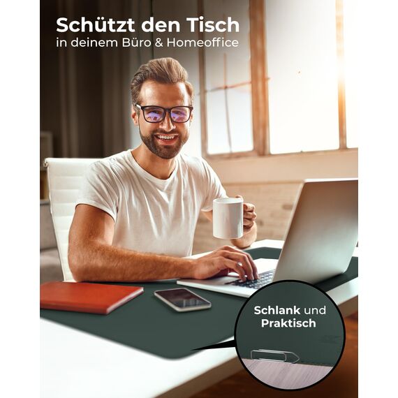 MYMIND® Schreibtischunterlage [Rutschfest] 80x40cm - Premium PU-Leder XXL Mauspad - Schreibunterlage für Homeoffice - Schreibtisch Unterlagenmatte wasserfest - Desk Mat - Schreibtisch Unterlage Büro