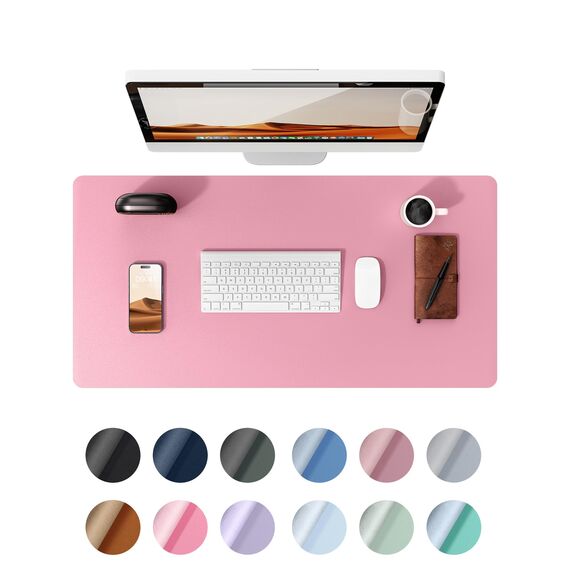 YSAGi Schreibtischunterlage 80x40cm, Premium Leder Mauspad XXL, Rutschfeste Tischunterlage Schreibunterlage, Multifunktionales Office Mousepad Schreibtisch Zubehör für Büro & Homeoffice (Pink)