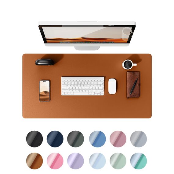 YSAGi Schreibtischunterlage 80x40cm, Premium Leder Mauspad XXL, Rutschfeste Tischunterlage Schreibunterlage, Multifunktionales Office Mousepad Schreibtisch Zubehör für Büro & Homeoffice (Braun)