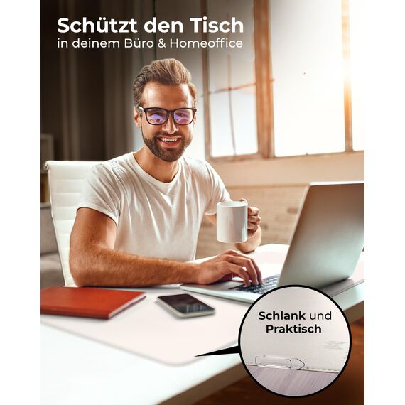 MYMIND® Schreibtischunterlage [Rutschfest] 80x40cm - Premium PU-Leder XXL Mauspad - Schreibunterlage für Homeoffice - Schreibtisch Unterlagenmatte wasserfest - Desk Mat - Schreibtisch Unterlage Büro