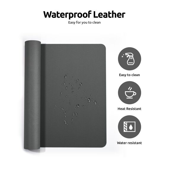 YSAGi Schreibtischunterlage 60x35cm, Premium Leder Mauspad XXL, Rutschfeste Tischunterlage Schreibunterlage, Multifunktionales Office Mousepad Schreibtisch Zubehör für Büro & Homeoffice (Dunkelgrau)