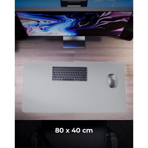 MYMIND® Schreibtischunterlage [2-er Set] 80x40cm - Premium Qualität mit extra Mauspad - Schreibunterlage für Homeoffice - Schreibtisch Unterlagenmatte rutschfest - Desk Mat - Unterlage (Grau)