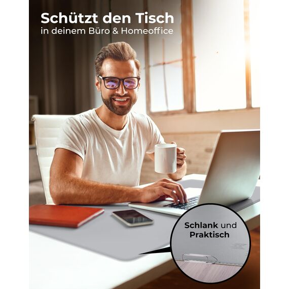 MYMIND® Schreibtischunterlage [Rutschfest] 80x40cm - Premium PU-Leder XXL Mauspad - Schreibunterlage für Homeoffice - Schreibtisch Unterlagenmatte wasserfest - Desk Mat - Schreibtisch Unterlage Büro