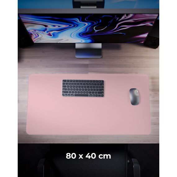 MYMIND® Schreibtischunterlage [2-er Set] 80x40cm - Premium Qualität mit extra Mauspad - Schreibunterlage für Homeoffice - Schreibtisch Unterlagenmatte rutschfest - Desk Mat - Unterlage (Rosa)