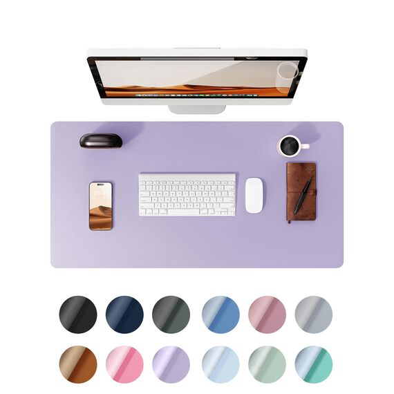 YSAGi Schreibtischunterlage 60x35cm, Premium Leder Mauspad XXL, Rutschfeste Tischunterlage Schreibunterlage, Multifunktionales Office Mousepad Schreibtisch Zubehör für Büro & Homeoffice (Lila)