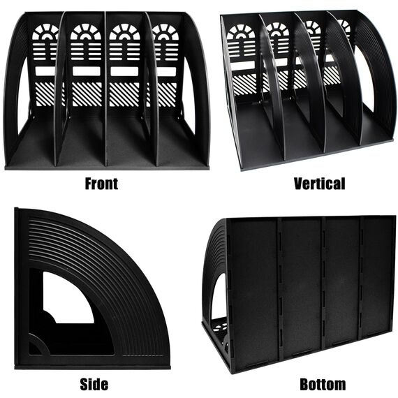 KXF Bogenförmiger Dokumentenordner Schreibtisch-Organizer für A4-Dokumente, Ordnerhalter, Büroschreibtisch-Aufbewahrung, Küchenorganisator, Kunststoff-Zeitschriftenständer, Trennwände, 4 Fächer