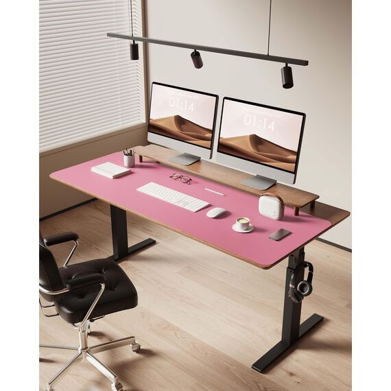 YSAGi Schreibtischunterlage 120x43cm, Premium Leder Mauspad XXL, Rutschfeste Tischunterlage Schreibunterlage, Multifunktionales Office Mousepad Schreibtisch Zubehör für Büro & Homeoffice (Pink)