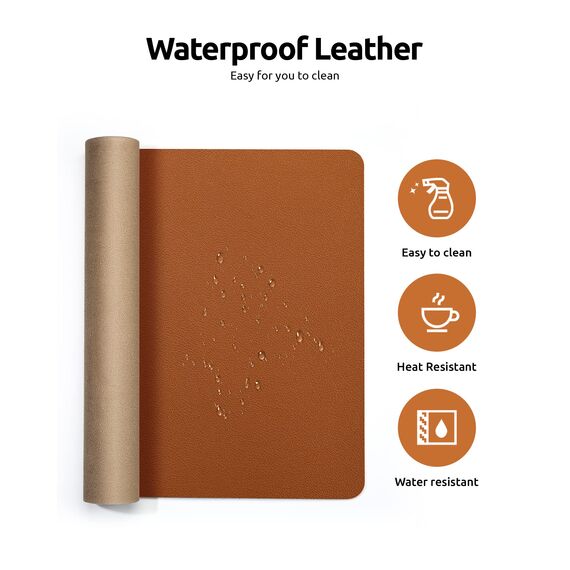 YSAGi Schreibtischunterlage 80x40cm, Premium Leder Mauspad XXL, Rutschfeste Tischunterlage Schreibunterlage, Multifunktionales Office Mousepad Schreibtisch Zubehör für Büro & Homeoffice (Braun)