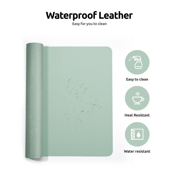 YSAGi Schreibtischunterlage 80x40cm, Premium Leder Mauspad XXL, Rutschfeste Tischunterlage Schreibunterlage, Multifunktionales Office Mousepad Schreibtisch Zubehör für Büro & Homeoffice (Mintgrün)