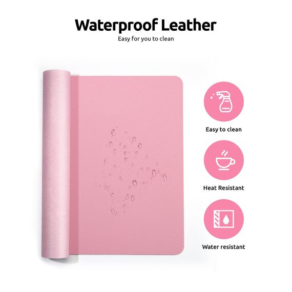 YSAGi Schreibtischunterlage 120x43cm, Premium Leder Mauspad XXL, Rutschfeste Tischunterlage Schreibunterlage, Multifunktionales Office Mousepad Schreibtisch Zubehör für Büro & Homeoffice (Pink)