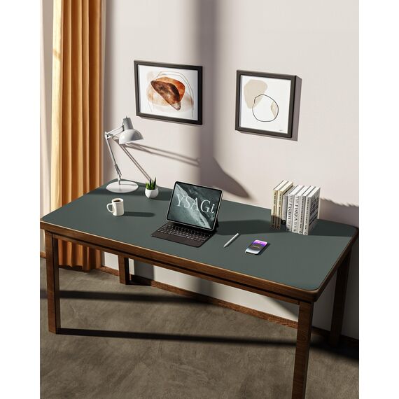 YSAGi Schreibtischunterlage 120x43cm, Premium Leder Mauspad XXL, Rutschfeste Tischunterlage Schreibunterlage, Multifunktionales Office Mousepad Schreibtisch Zubehör für Büro & Homeoffice (Dunkelgrün)
